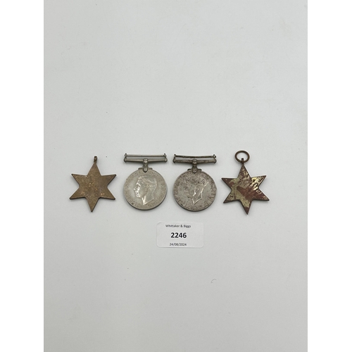 2246 - Four WWII medals, War, The Defence, The Italy Star and the 1939-1945 Star