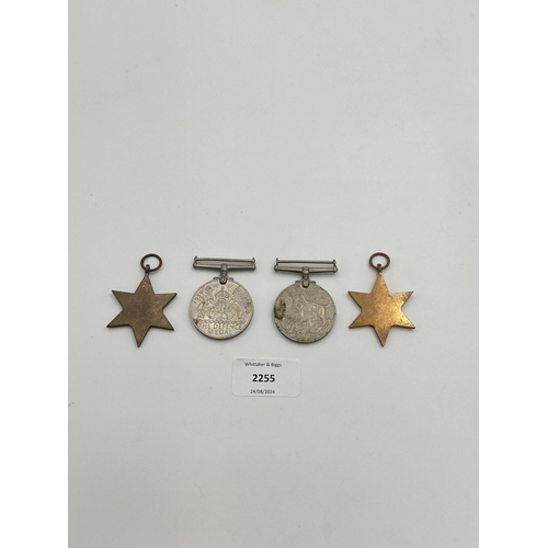 2255 - Four WWII medals, War, The Defence, The Italy Star and the 1939-1945 Star