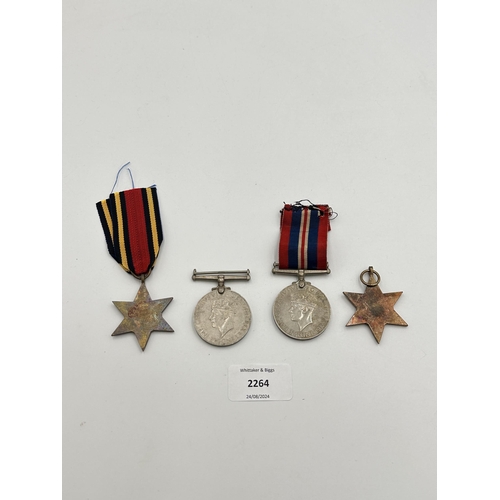 2264 - Four WWII medals, India Service 1939-45, War, The Burma Star and The 1939-1945 Star