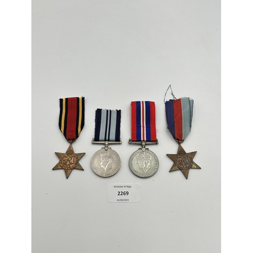 2269 - Four WWII medals, India Service 1939-45, War, The Burma Star and The 1939-1945 Star