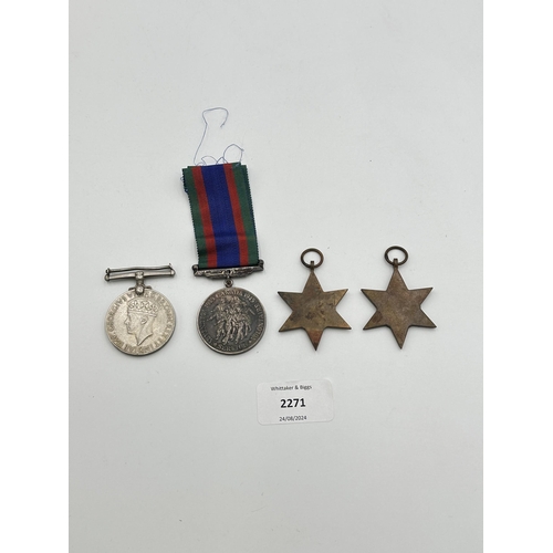 2271 - Four WWII medals, The 1939-1945 Star, War, The Burma Star and Canadian Volunteer Service