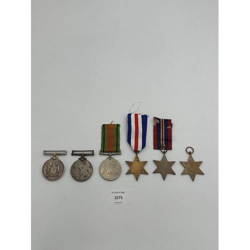 2275 - Six WWII medals, The Burma Star, The 1939-1945 Star, The Defence, The France and Germany Star, War a... 