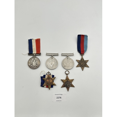 2276 - Six WWII medals, The Burma Star, The 1939-1945 Star, The Defence, The France and Germany Star, War a... 