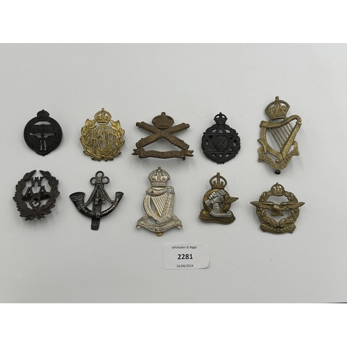 2281 - Ten military cap badges