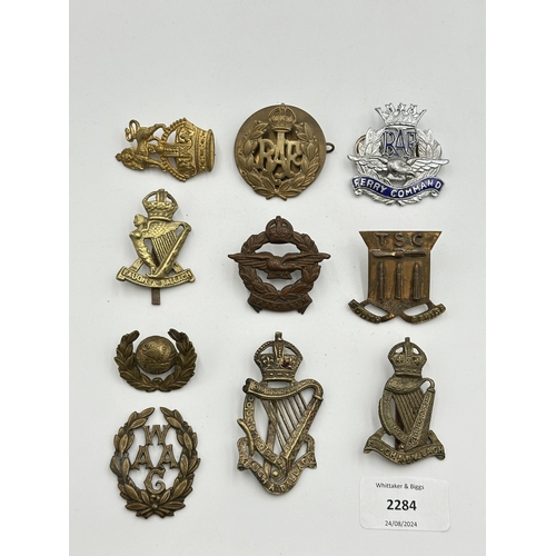 2284 - Ten military cap badges