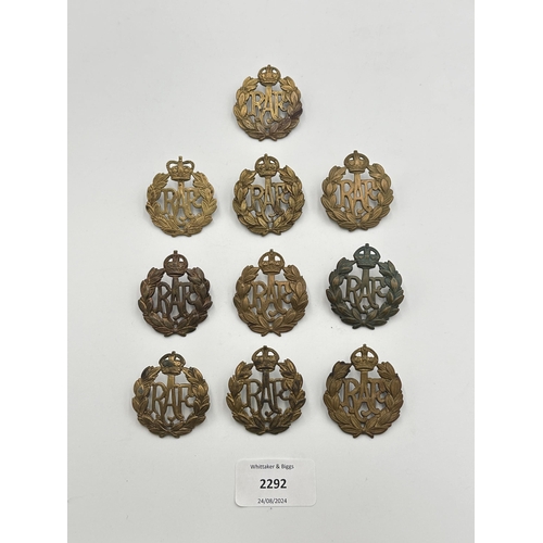 2292 - Ten RAF military cap badges