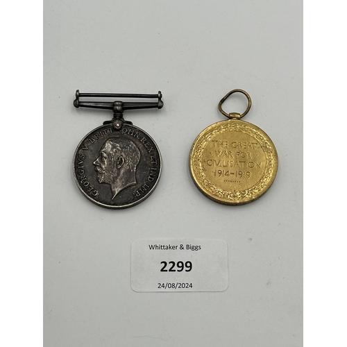 2299 - A WWI medal pair presented to 39288 Cpl. A. G. Austin Essex R.