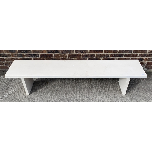 130 - A modern white painted wooden bench - approx. 45cm high x 200cm wide x 40cm deep