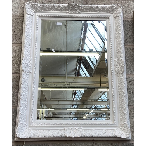 18 - A French style white painted framed bevelled edge wall mirror - approx. 100cm high x 74cm wide