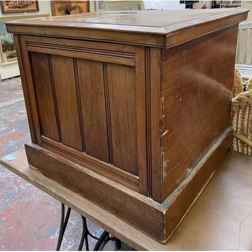 65 - An Edwardian walnut commode - approx. 45cm high x 50cm wide x 48cm deep