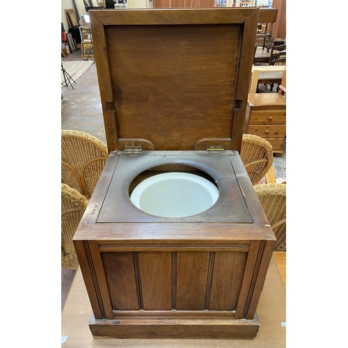 65 - An Edwardian walnut commode - approx. 45cm high x 50cm wide x 48cm deep