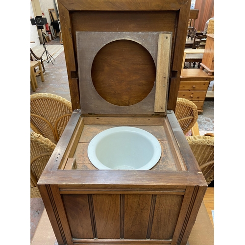 65 - An Edwardian walnut commode - approx. 45cm high x 50cm wide x 48cm deep