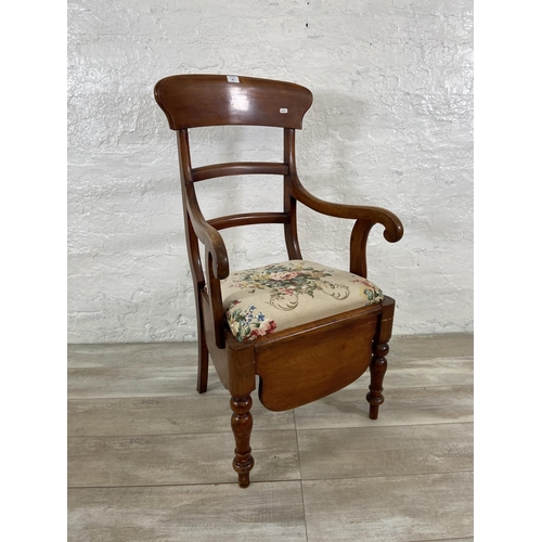 68 - A 19th century stained beech commode armchair