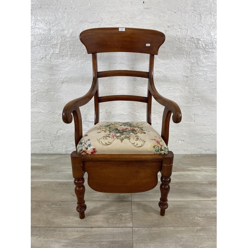 68 - A 19th century stained beech commode armchair