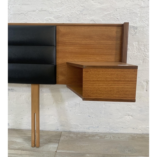 2 - A mid 20th century Slumberland teak and black vinyl headboard - approx. 79cm high x 215cm wide x 34c... 