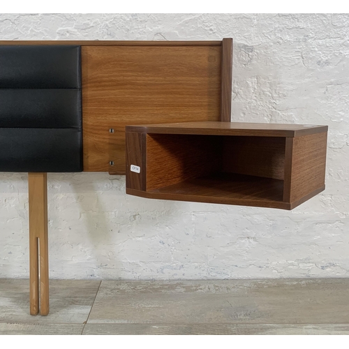 2 - A mid 20th century Slumberland teak and black vinyl headboard - approx. 79cm high x 215cm wide x 34c... 