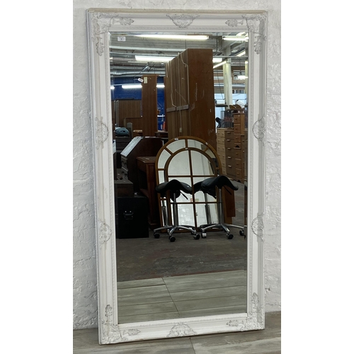 20 - A French style white painted framed bevelled edge wall mirror - approx. 90cm high x 172cm wide