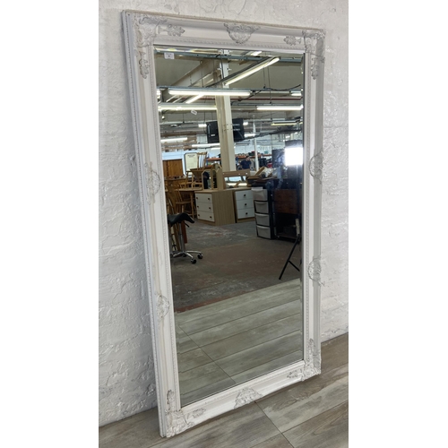 20 - A French style white painted framed bevelled edge wall mirror - approx. 90cm high x 172cm wide