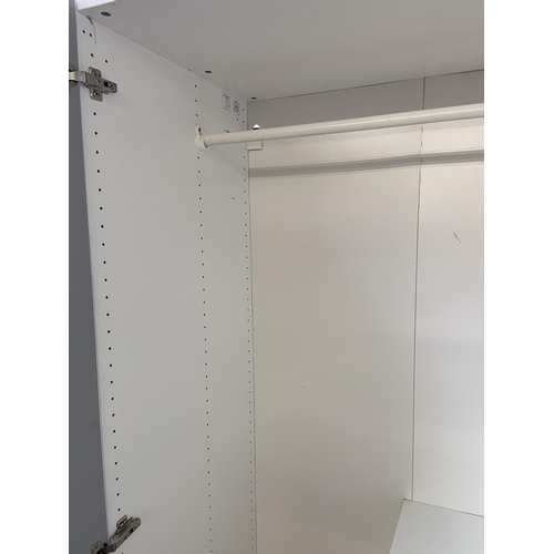 202 - An IKEA white laminate and mirror glass double wardrobe - approx. 201cm high x 100cm wide x 60cm dee... 