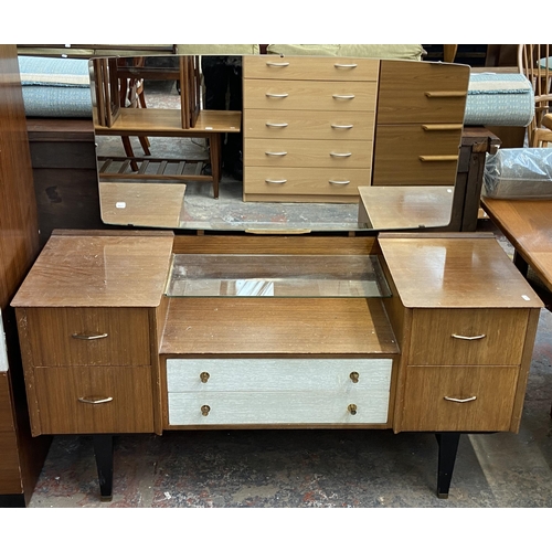 208 - A mid 20th century Limelight Furniture teak and grey painted three piece bedroom suite