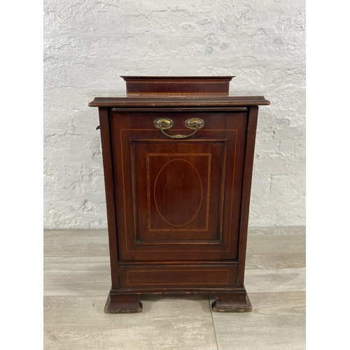 74 - An Edwardian inlaid mahogany purdonium - approx. 63cm high x 38cm wide x 37cm deep