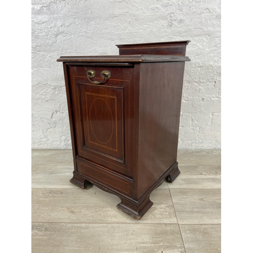 74 - An Edwardian inlaid mahogany purdonium - approx. 63cm high x 38cm wide x 37cm deep