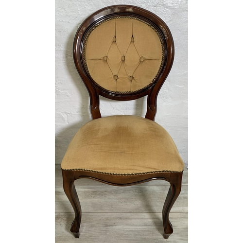 238 - Six French Louis XV style beech and fabric upholstered dining chairs