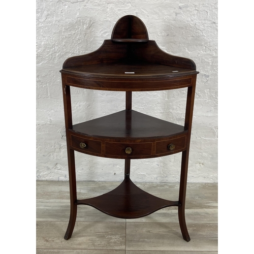 77 - A Georgian inlaid mahogany corner washstand - approx. 107cm high x 59cm wide x 39cm deep