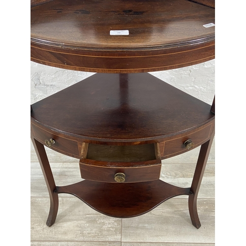 77 - A Georgian inlaid mahogany corner washstand - approx. 107cm high x 59cm wide x 39cm deep