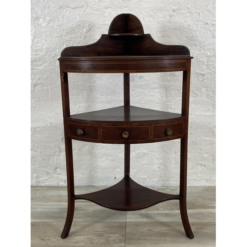 77 - A Georgian inlaid mahogany corner washstand - approx. 107cm high x 59cm wide x 39cm deep