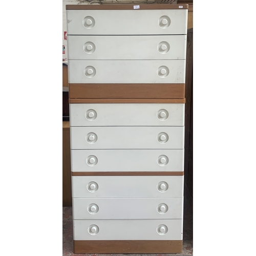 87 - Two Stag Nocturne teak and white laminate chests of drawers - largest approx. 116cm high x 81cm wide... 