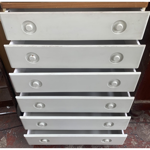 87 - Two Stag Nocturne teak and white laminate chests of drawers - largest approx. 116cm high x 81cm wide... 