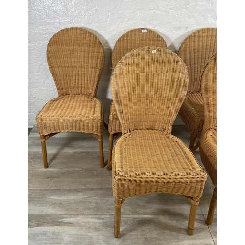 96 - Six wicker dining chairs