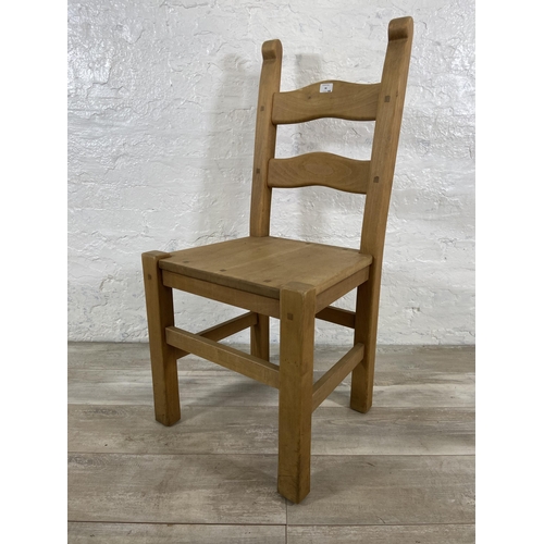 98 - Six beech ladder back dining chairs