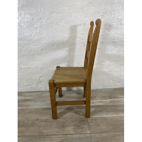 98 - Six beech ladder back dining chairs