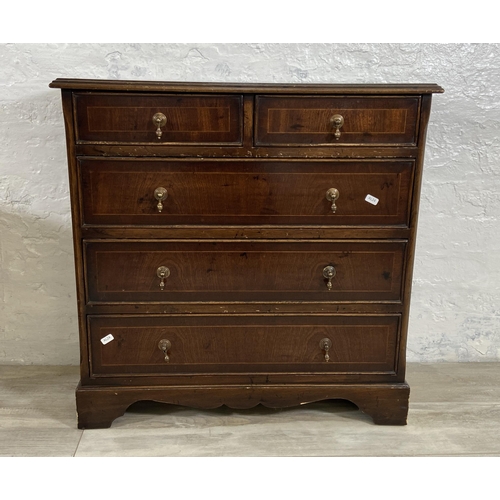 42 - A Georgian style inlaid mahogany chest of drawers - approx. 71cm high x 71cm wide x 29cm deep