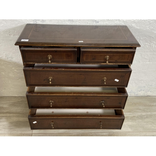 42 - A Georgian style inlaid mahogany chest of drawers - approx. 71cm high x 71cm wide x 29cm deep