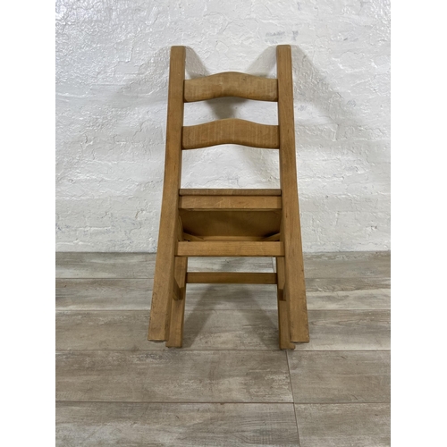 98 - Six beech ladder back dining chairs