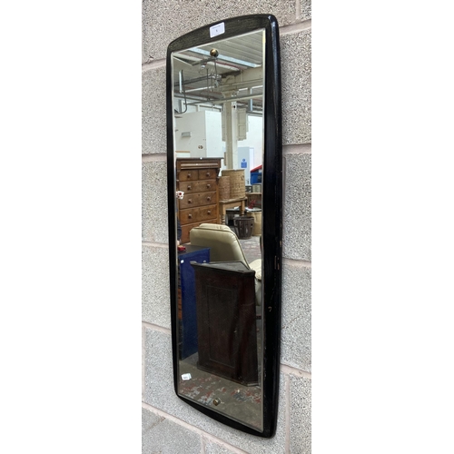 5 - A mid 20th century ebonised framed wall mirror - approx. 90cm high x 32cm wide