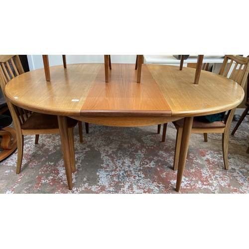 50 - A G Plan Fresco teak extending dining table and four chairs - approx. 73cm high x 121cm wide x 168cm... 