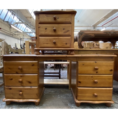 104 - Two pieces of pine bedroom furniture, one dressing table and one bedside chest of drawers