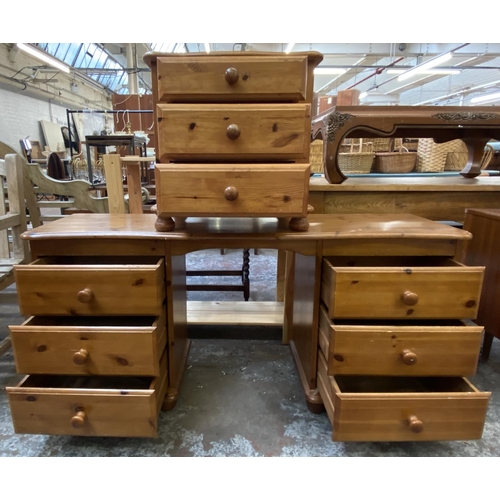 104 - Two pieces of pine bedroom furniture, one dressing table and one bedside chest of drawers