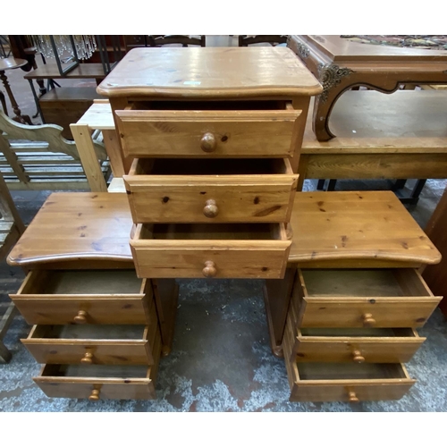 104 - Two pieces of pine bedroom furniture, one dressing table and one bedside chest of drawers