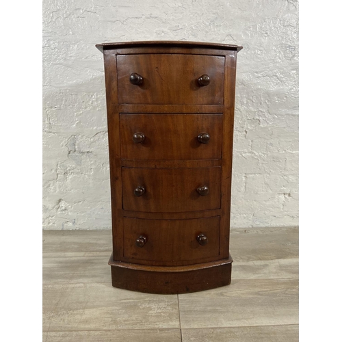 107 - A Victorian mahogany bedside chest of drawers - approx. 67cm high x 36cm wide x 45cm deep