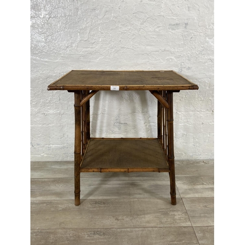 110 - A Victorian bamboo two tier side table - approx. 72cm high x 67cm wide x 44cm deep