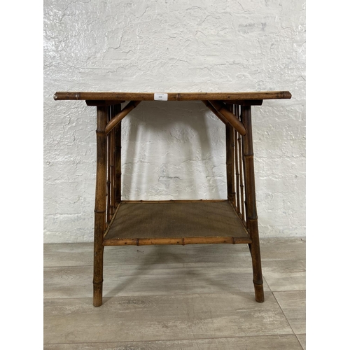 110 - A Victorian bamboo two tier side table - approx. 72cm high x 67cm wide x 44cm deep