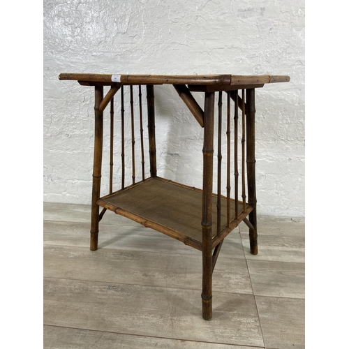 110 - A Victorian bamboo two tier side table - approx. 72cm high x 67cm wide x 44cm deep