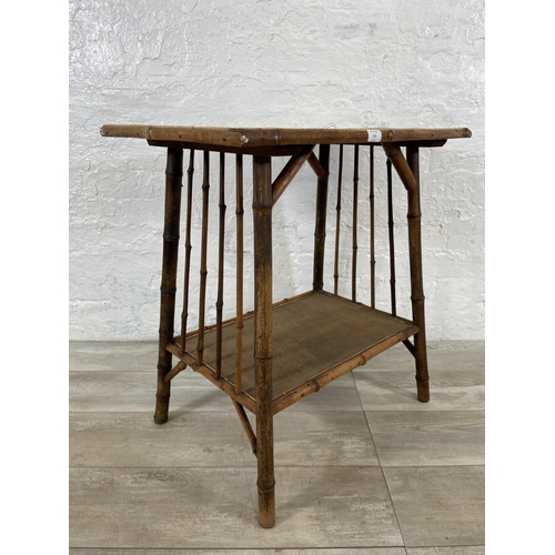 110 - A Victorian bamboo two tier side table - approx. 72cm high x 67cm wide x 44cm deep