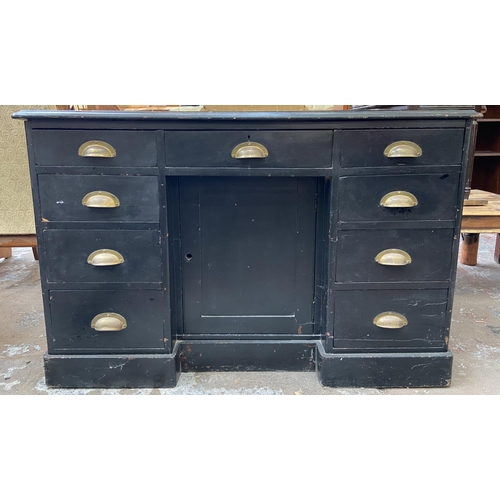 111 - A Victorian ebonised writing desk - approx. 81cm high x 120cm wide x 54cm deep