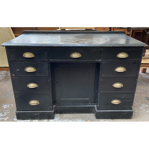 111 - A Victorian ebonised writing desk - approx. 81cm high x 120cm wide x 54cm deep